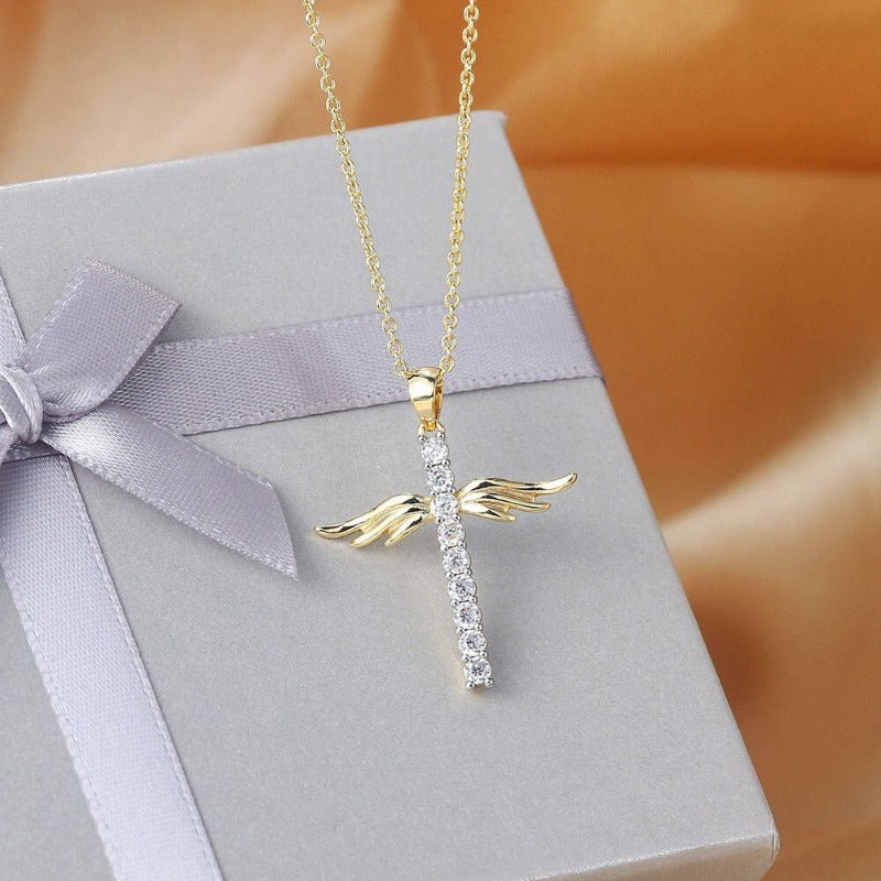 Angel Wings Cross Necklace