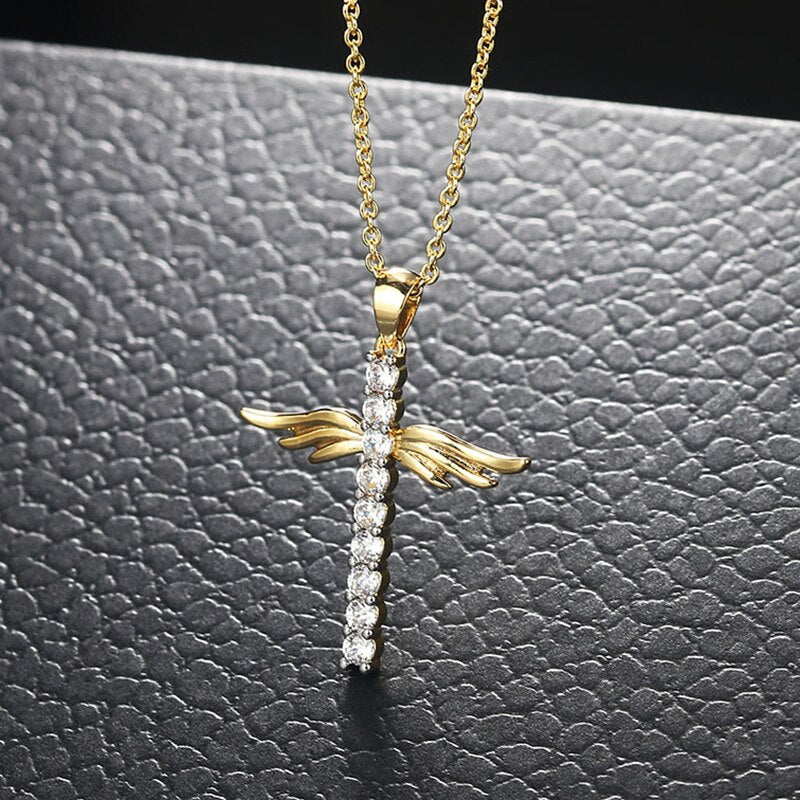 Angel Wings Cross Necklace