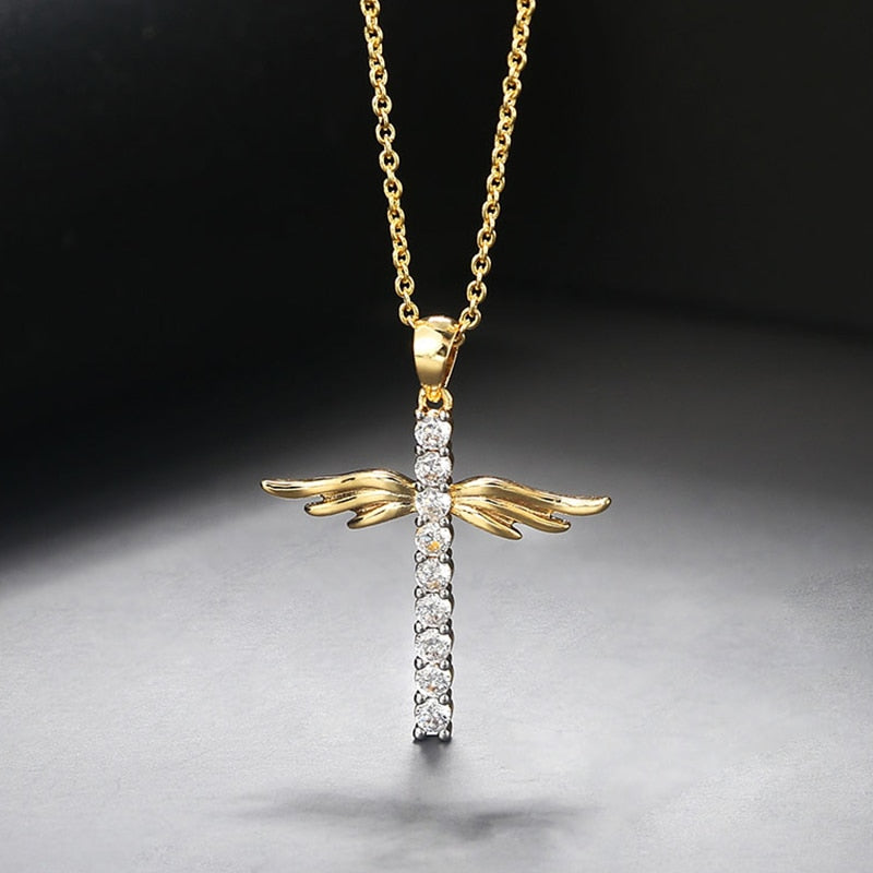 Angel Wings Cross Necklace